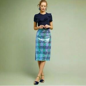 Maeve by Anthropologie Iridescent Sequin Midi Skirt